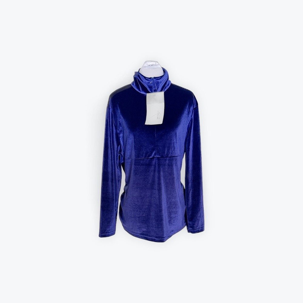 Obermeyer Womens Royal Blue Velvet Mock Neck Base Layer Top 19006 XL NEW